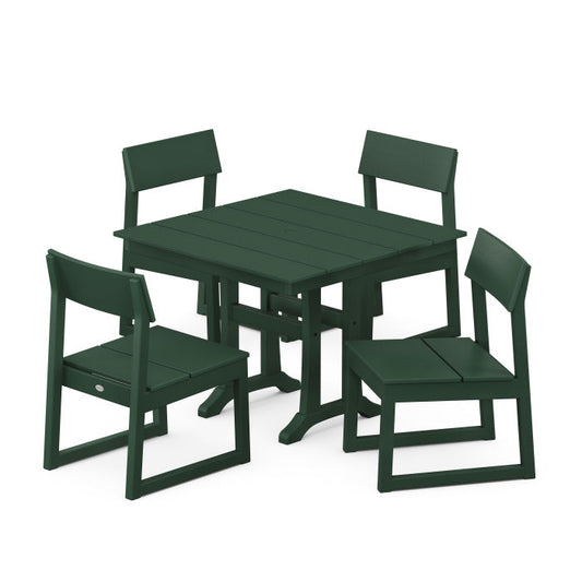 POLYWOOD - EDGE 5-Piece Farmhouse Trestle Side Chair Dining Set - FREE SHIPPING