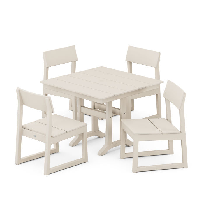 POLYWOOD EDGE 5-Piece Farmhouse Trestle Side Chair Dining Set FREE SHIPPING