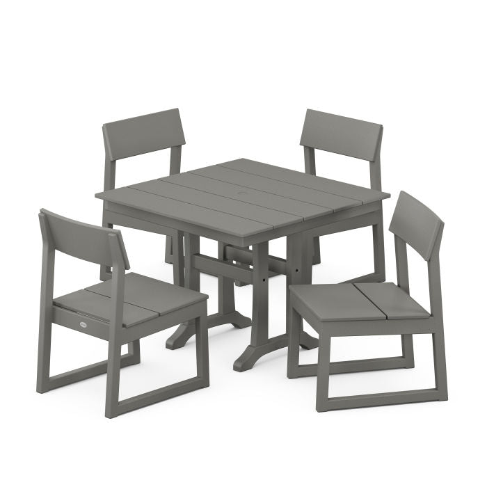POLYWOOD EDGE 5-Piece Farmhouse Trestle Side Chair Dining Set FREE SHIPPING