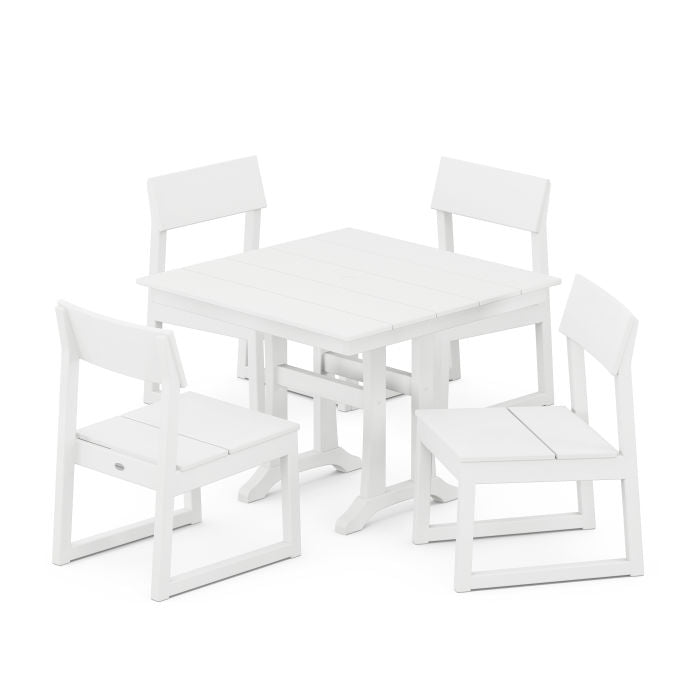 POLYWOOD EDGE 5-Piece Farmhouse Trestle Side Chair Dining Set FREE SHIPPING