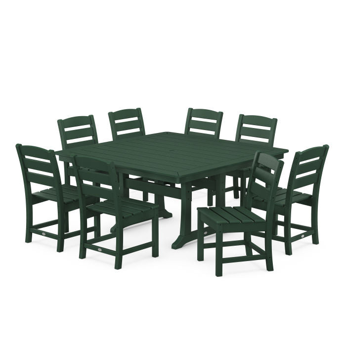 POLYWOOD Lakeside 9-Piece Nautical Trestle Dining Set FREE SHNIPPING