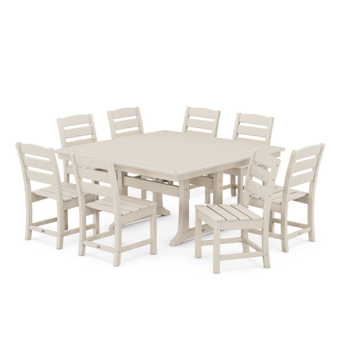 POLYWOOD Lakeside 9-Piece Nautical Trestle Dining Set FREE SHNIPPING