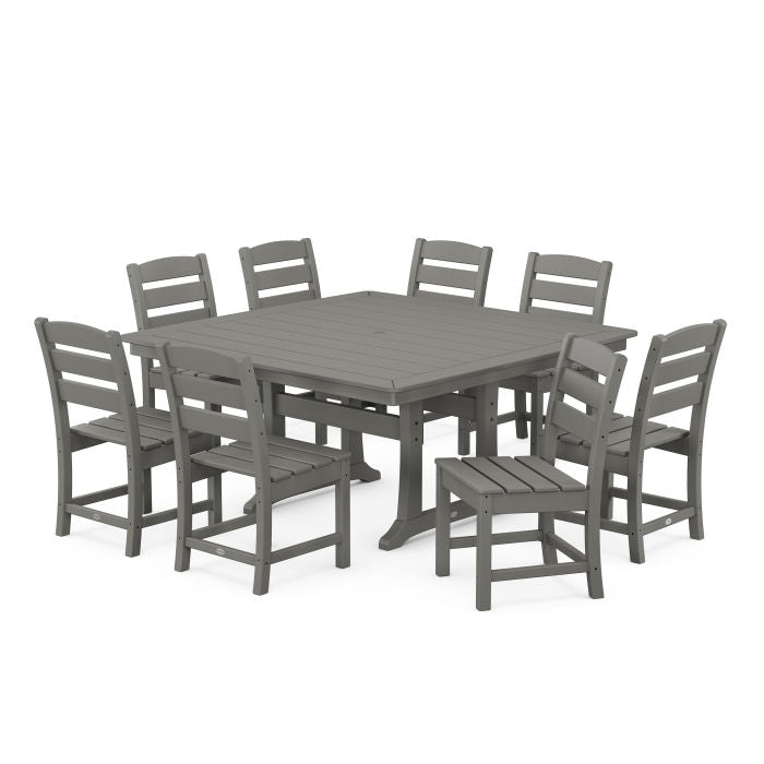 POLYWOOD Lakeside 9-Piece Nautical Trestle Dining Set FREE SHNIPPING