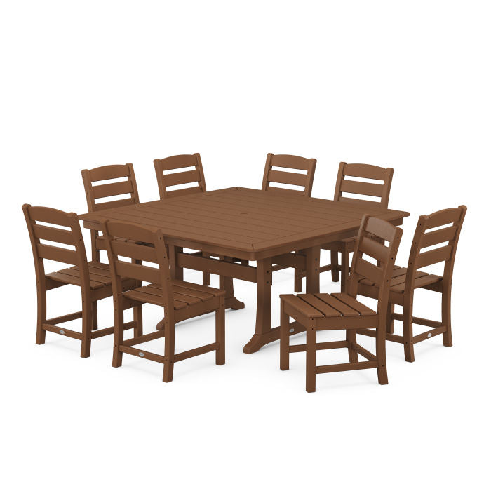 POLYWOOD Lakeside 9-Piece Nautical Trestle Dining Set FREE SHNIPPING