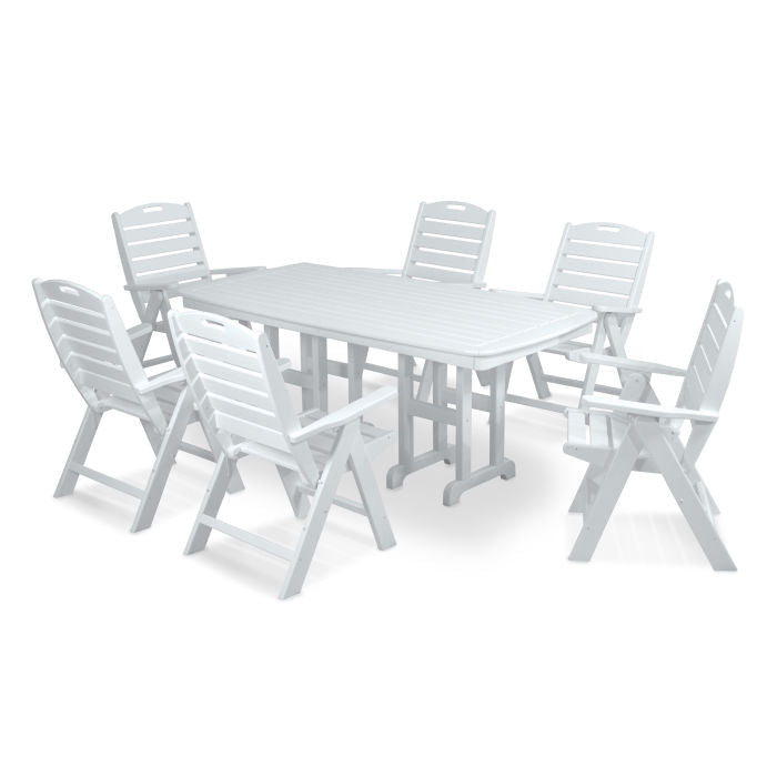 POLYWOOD Nautical Folding Highback Chair 7-Piece Dining Set FREE SHIPPING