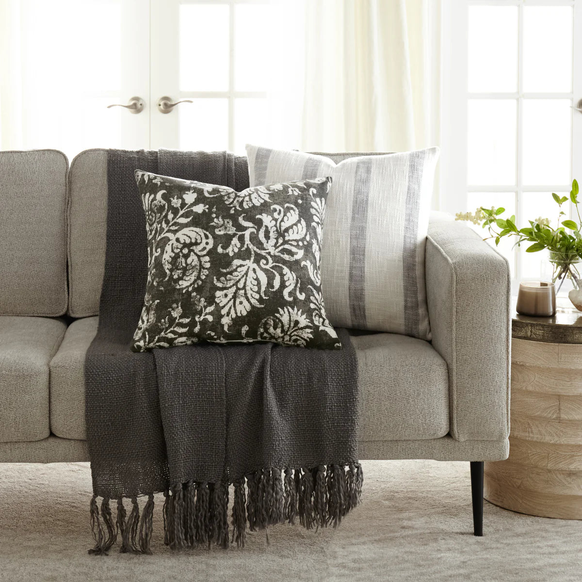 Awning Stripe Yarn-Dyed Cotton Decor Throw Pillow Cover