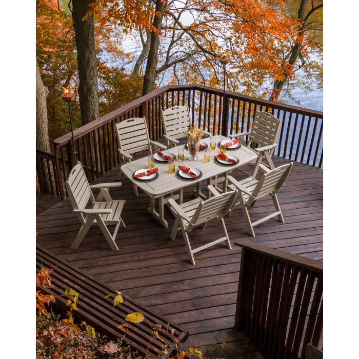 Polywood - Nautical Folding Highback Chair 7-Piece Dining Set - FREE SHIPPING