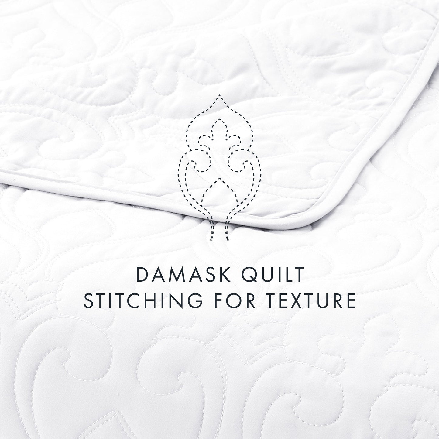 Lightweight Damask Quilted Coverlet Set