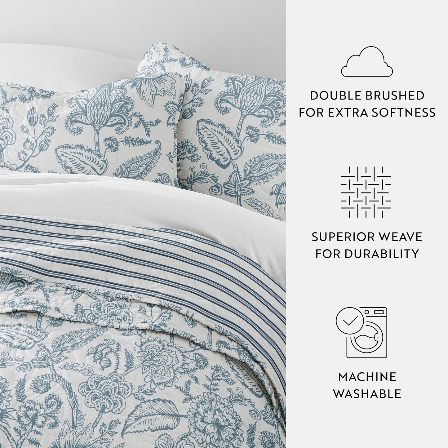 Jacobean Patterned Reversible Quilted Coverlet Set