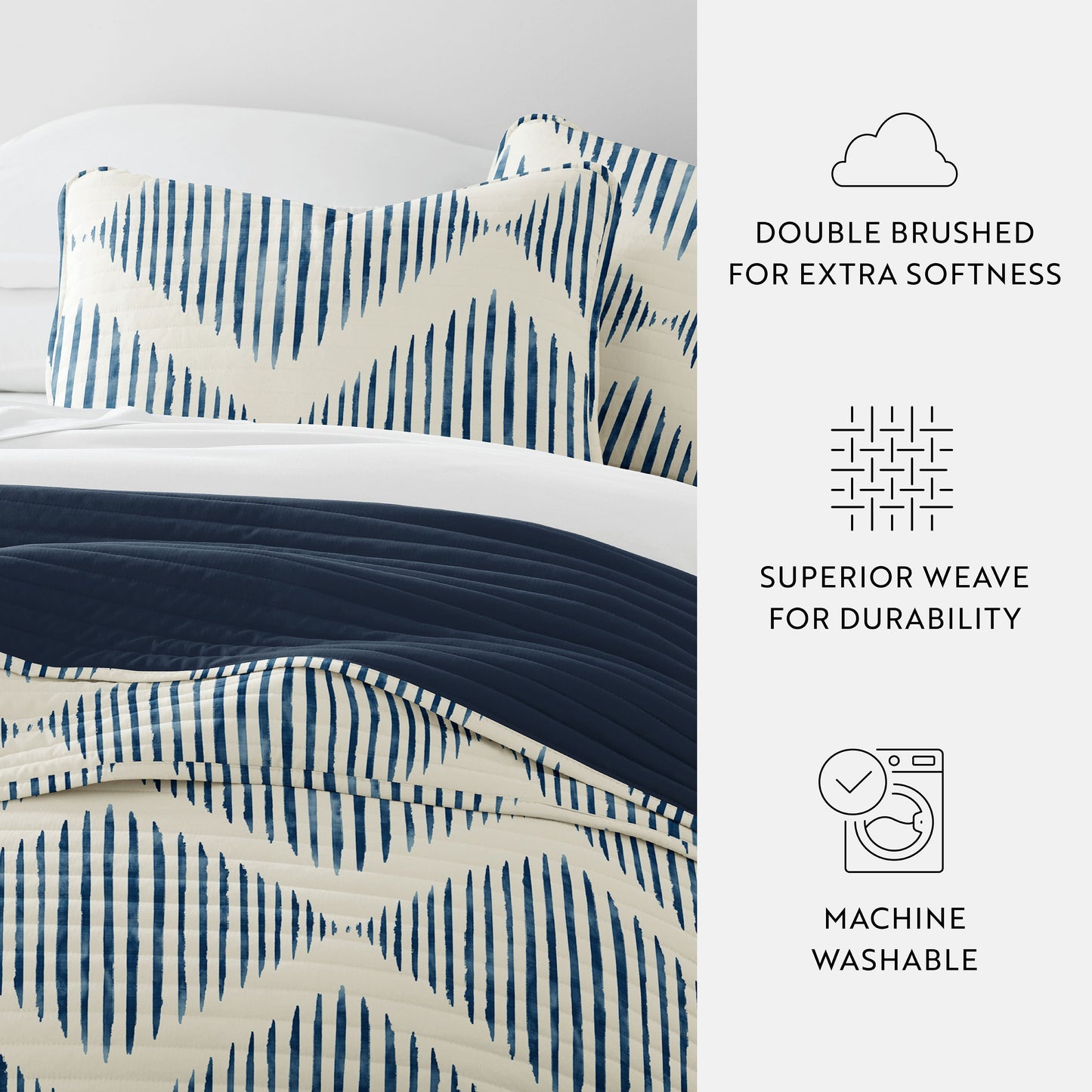 Distressed Diamond Patterned Reversible Quilted Coverlet Set