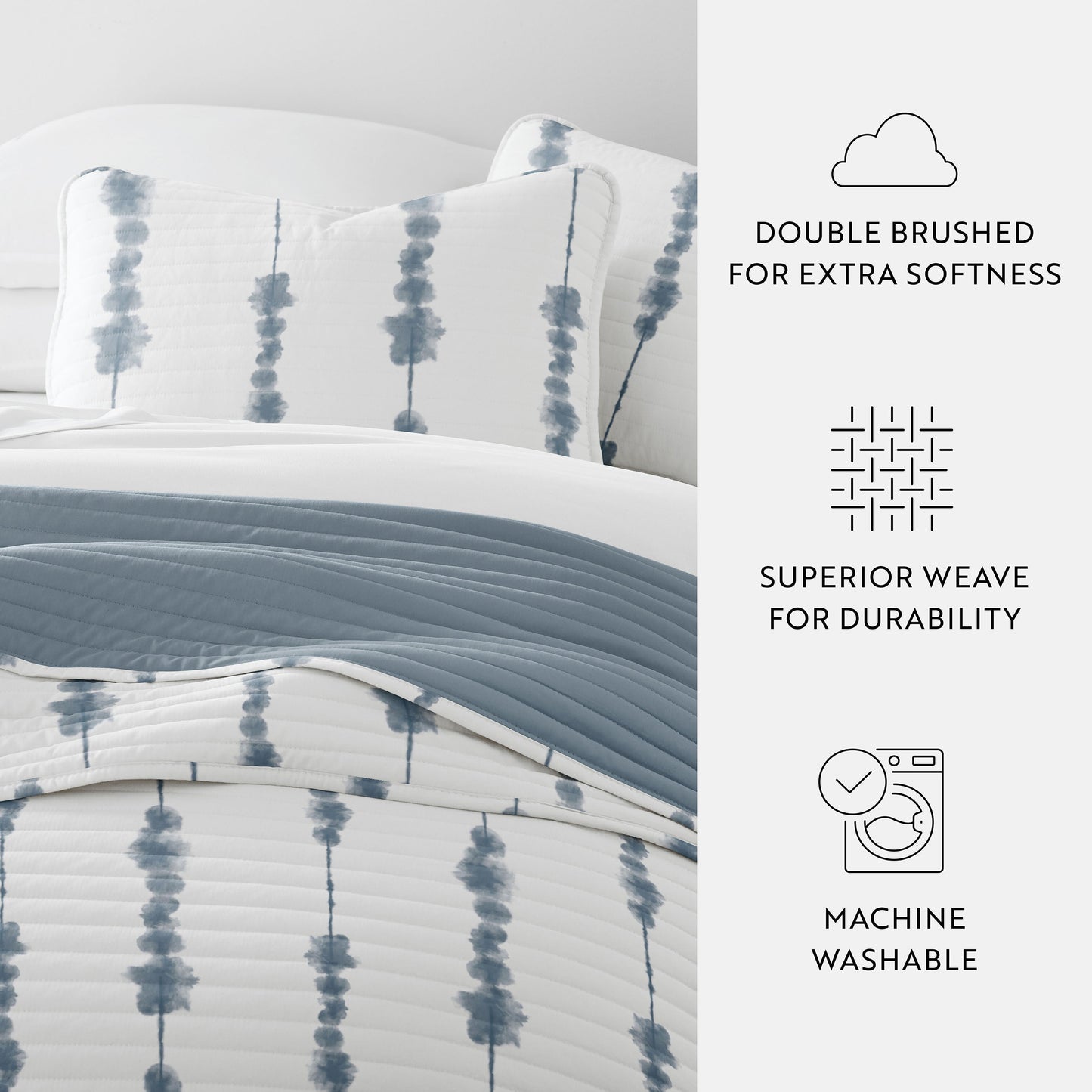 Shibori Aesthetic Patterned Reversible Quilted Coverlet Set