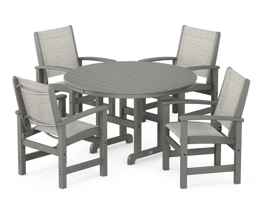 Polywood - Coastal 5-Piece Round Farmhouse Dining Set - FREE SHIPPING