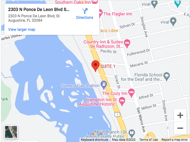 2303 N. Ponce Deleon Blvd., Suite 1St. Augustine, FL 32084
