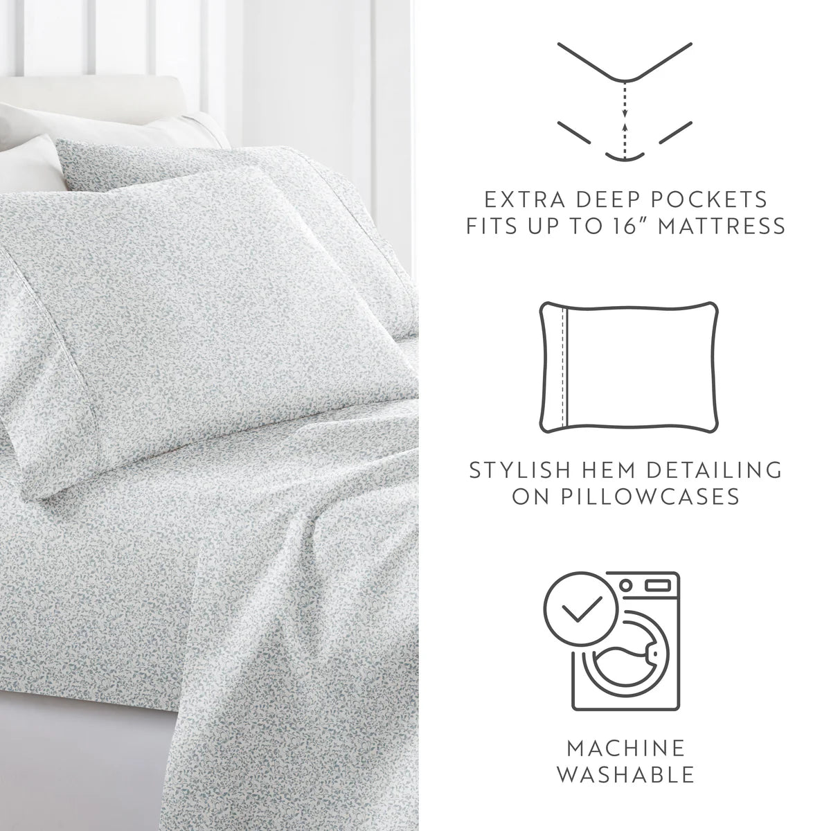 Distressed Vine 4-Piece Patterned Sheet Set