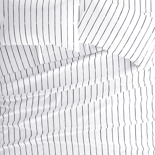 Distressed Field Stripe 4-Piece Patterned Sheet Set
