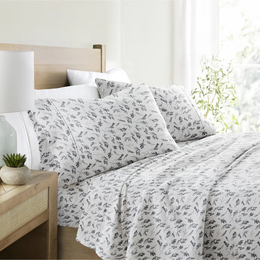 Botanical 4-Piece 100% Cotton Flannel Sheet Set