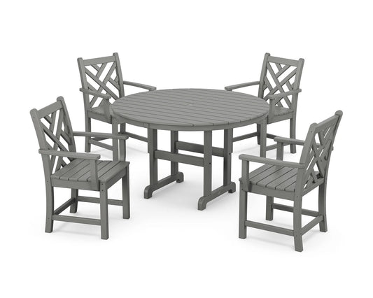 Polywood - Chippendale 5-Piece Round Farmhouse Dining Set - FREE SHIPPING