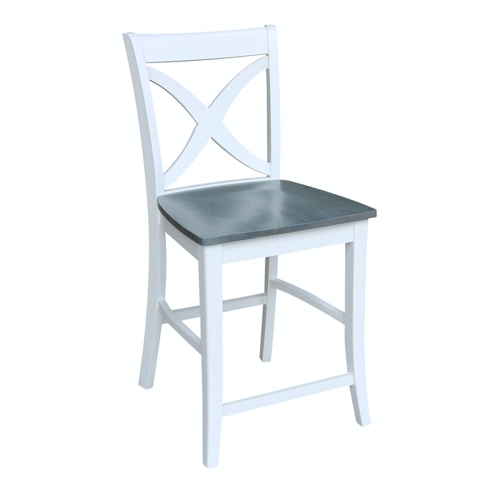 Cosmopolitan - 24" Salerno Stool in Heather Gray & White
