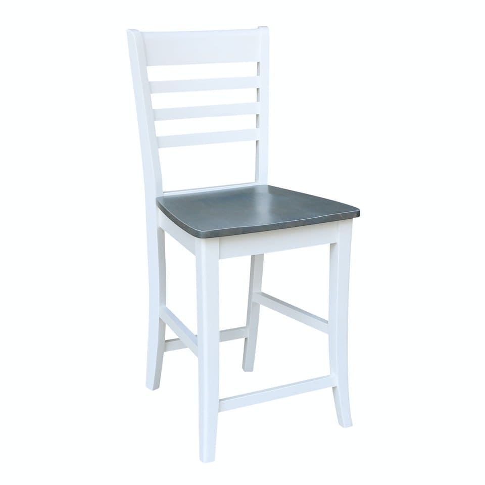 Cosmopolitan - 24" Roma Stool in Heather Gray & White