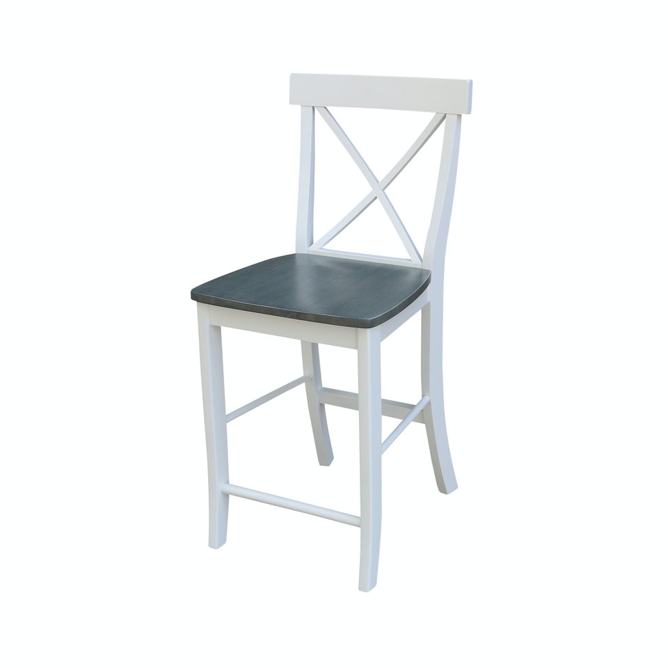 Dining Essentials - X-Back Stool in Heather Gray & White (Set of 2)