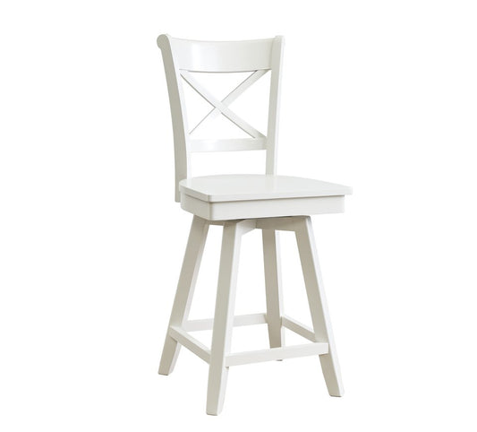 Hampton - 24" Charlotte Swivel Stool in Pure White (Set of 2)