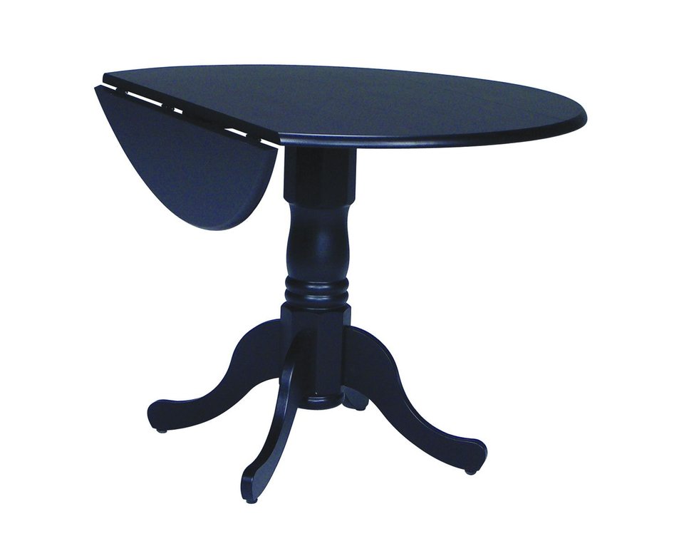 Dining Essentials - Round Drop Leaf Pedestal Table in Black