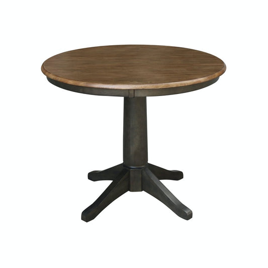Dining Essentials - 36" Round Table Top w/ 30" H Transitional Pedestal in Hickory & Coal