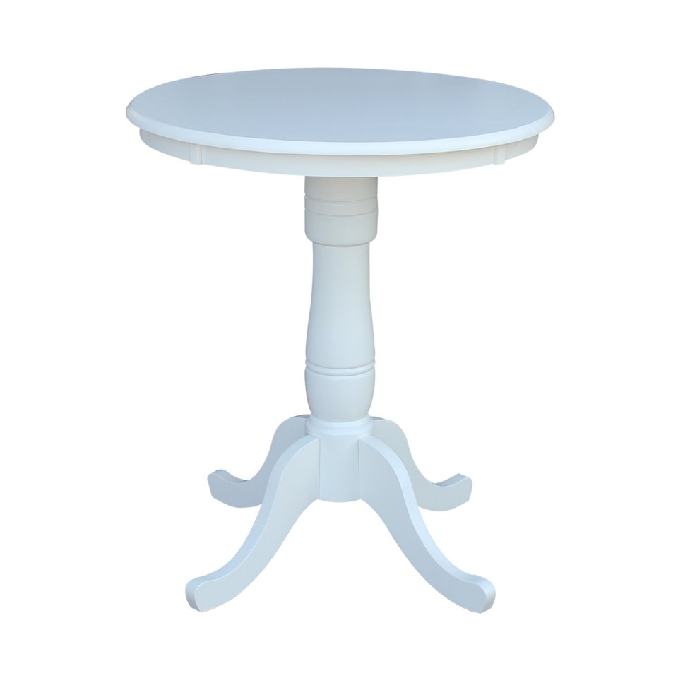 Dining Essentials - 30" Round Table Top w/ 36" H Traditional Pedestal w/ Extension in Pure White