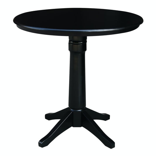 Dining Essentials - 36" Round Table Top w/ 36" H Transitional Pedestal w/ Extension in Black