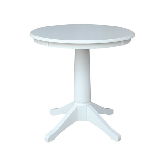 Dining Essential - 30" Round Table Top w/ 30" H Transitional Pedestal in Pure White