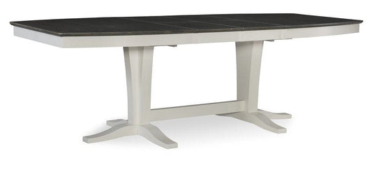 Cosmopolitan - Milano Double Pedestal Extension Table in Heather Gray & White