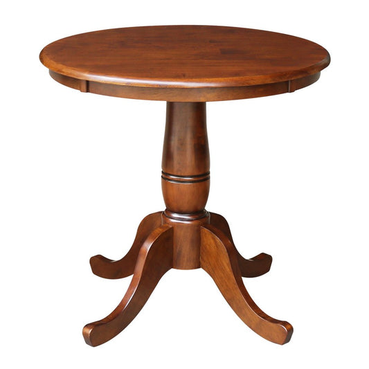 Dining Essentials- 30" Round Table Top w/ 30" H Traditional Pedestal in Espresso