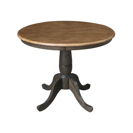 Dining Essentials - 36" Round Table Top w/ 30" H Traditional Pedestal in Hickory & Coal