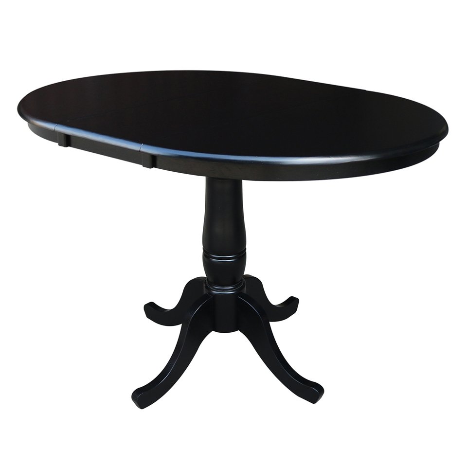 Dining Essentials - 36" Extension Table Top w/ 30" H Traditional Pedestal in Black