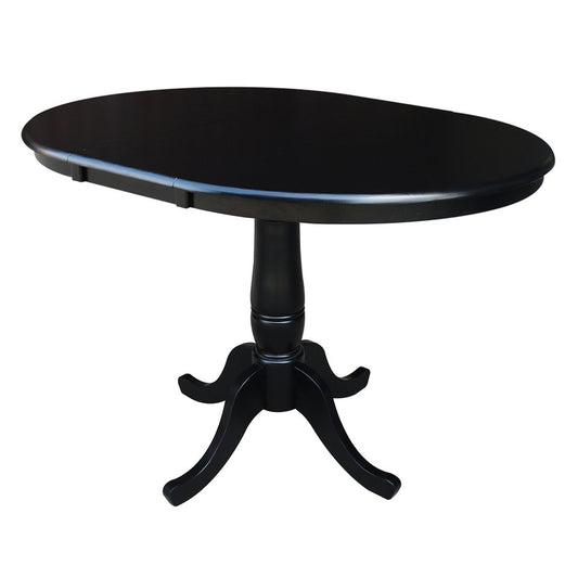 Dining Essentials - 36" Extension Table Top w/ 30" H Traditional Pedestal in Black