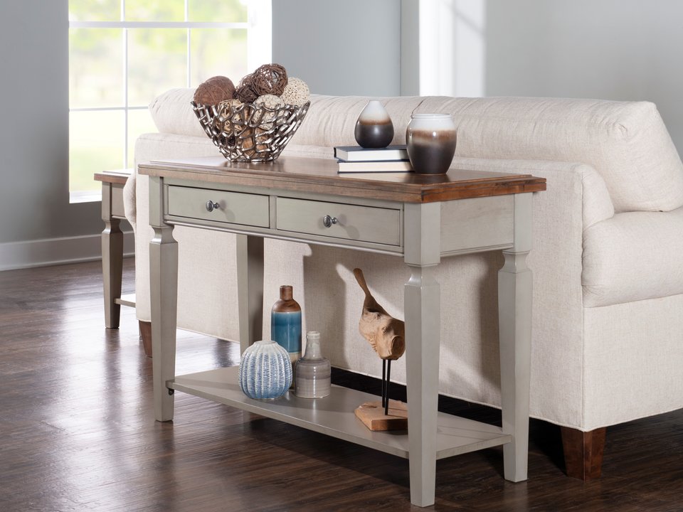 Home Accents - Vista Sofa Table in Hickory & Stone