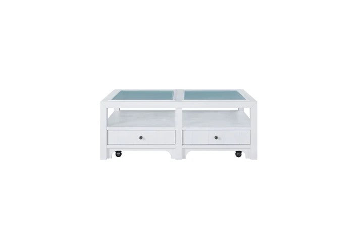 Pleasant Hill - Ivory Cocktail Table with Matte Glass Top