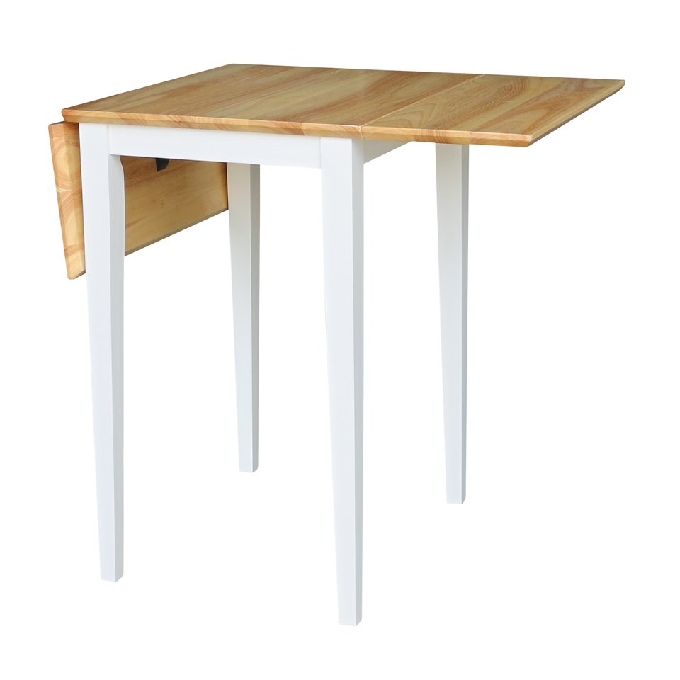 Dining Essentials - Small Drop Leaf Leg Table in Natural & White