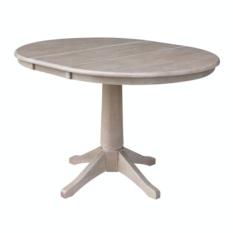 Dining Essentials - 36" Extension Table Top w/ 30" H Transitional Pedestal in Taupe Gray