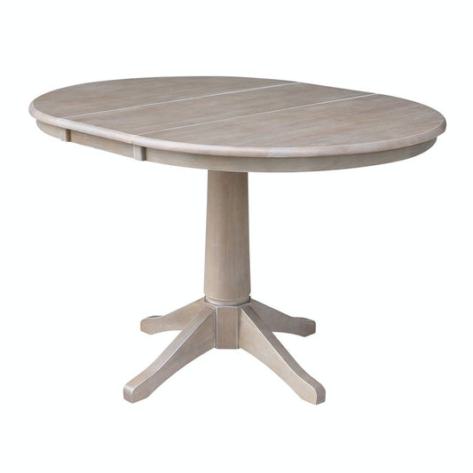 Dining Essentials - 36" Extension Table Top w/ 30" H Transitional Pedestal in Taupe Gray