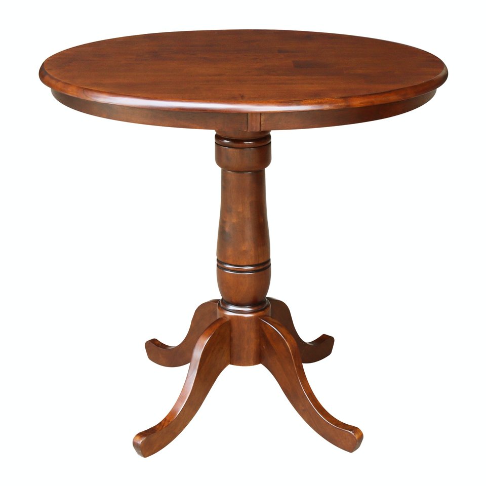 Dining Essentials - 36" Round Table Top w/ 36" H Traditional Pedestal w/ Extension in Espresso