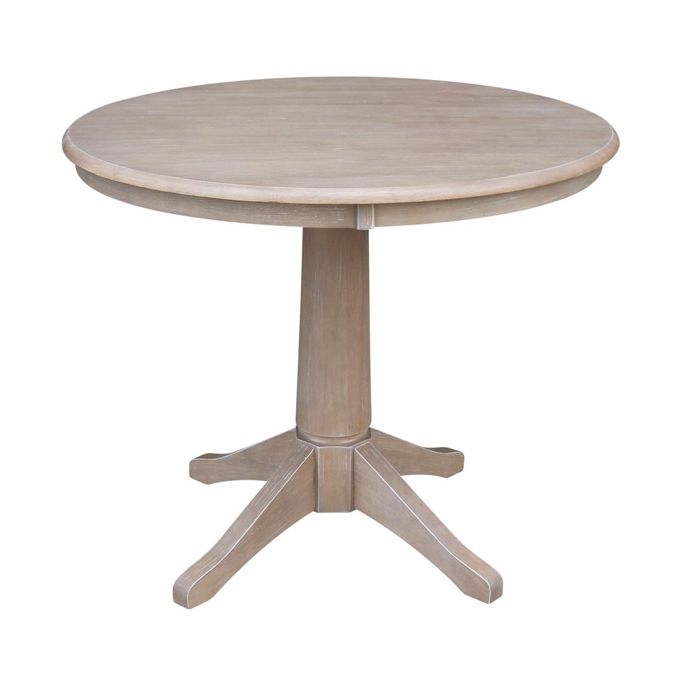 Dining Essentials - 36" Round Table Top w/ 30" H Transitional Pedestal in Taupe Gray