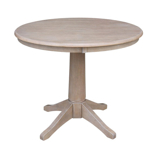 Dining Essentials - 36" Round Table Top w/ 30" H Transitional Pedestal in Taupe Gray