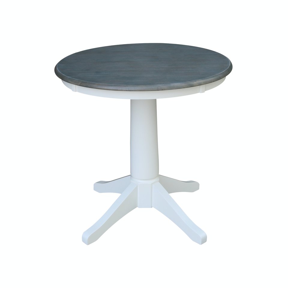 Dining Essentials - Round Table Top w/ Transitional Pedestal in Heather Gray & White
