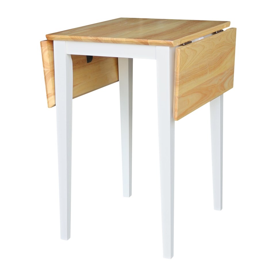 Dining Essentials - Small Drop Leaf Leg Table in Natural & White