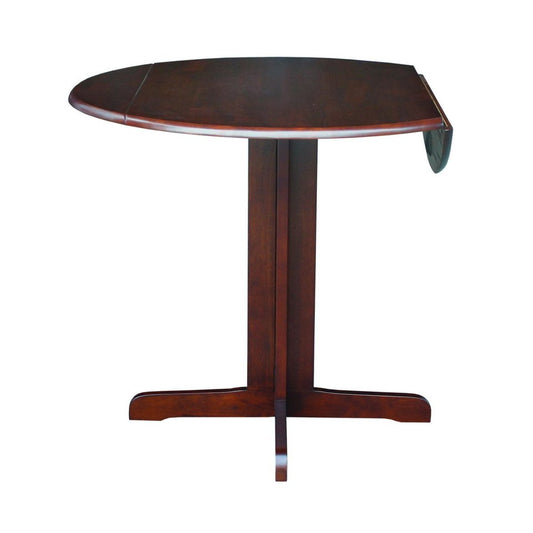 Dining Essentials - 36" Round Drop Leaf Pedestal Table in Espresso