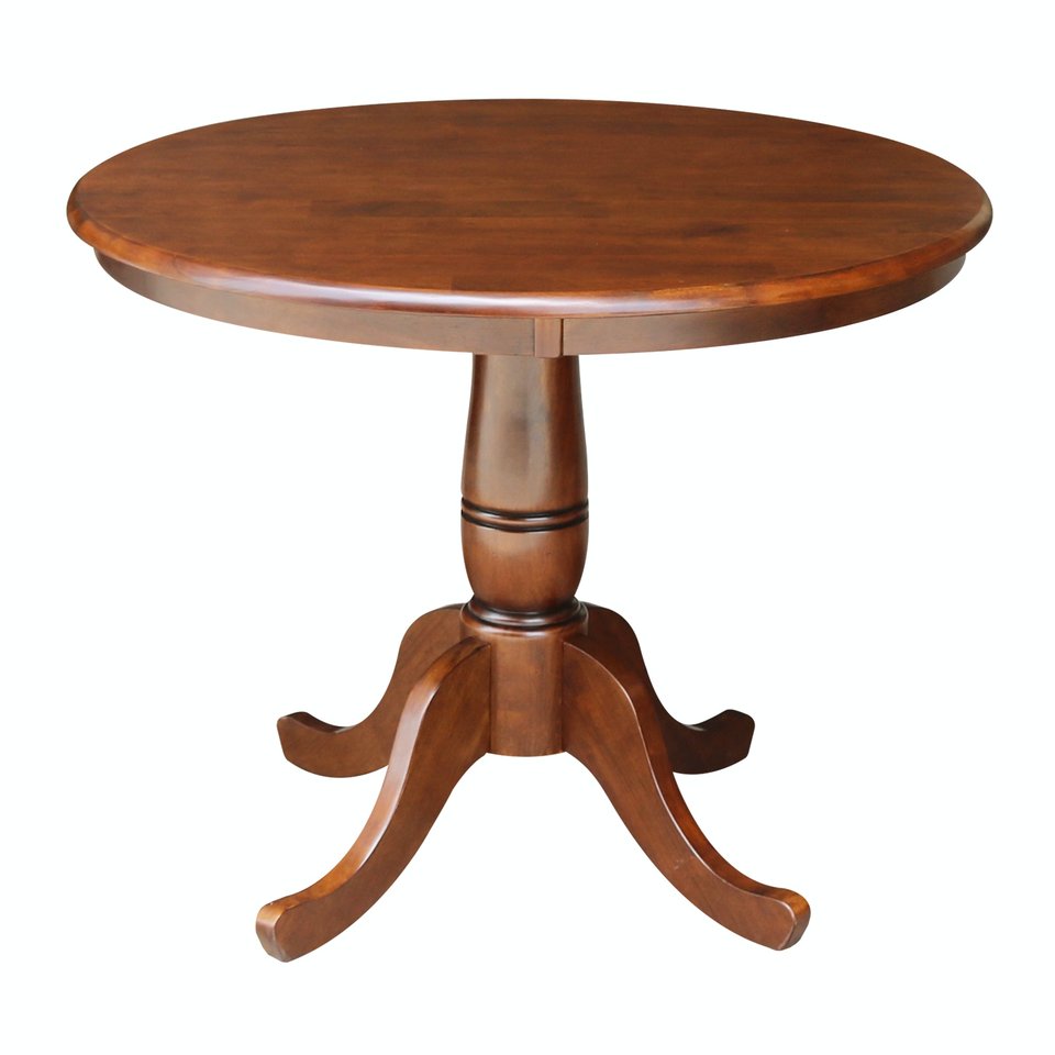 Dining Essentials - 36" Round Table Top w/ 30" H Traditional Pedestal in Espresso