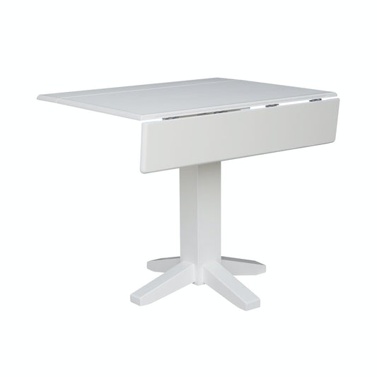 Dining Essentials - Square Drop Leaf Pedestal Table in Pure White