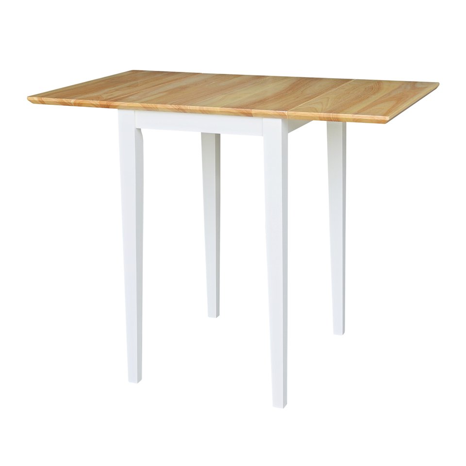 Dining Essentials - Small Drop Leaf Leg Table in Natural & White