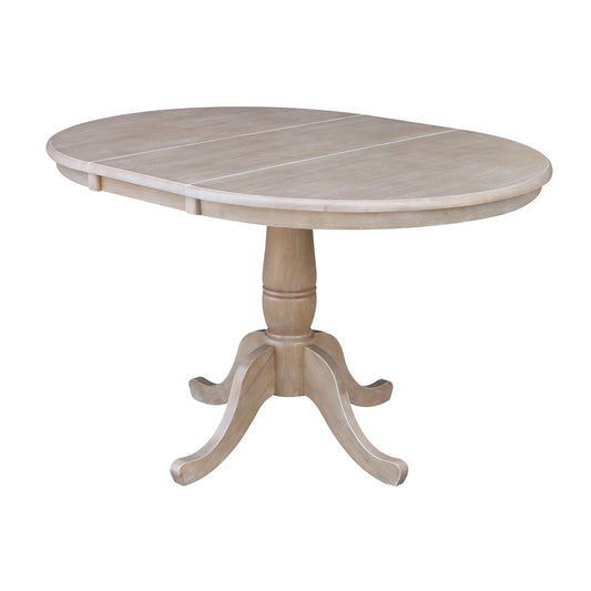 Dining Essentials - 36" Extension Table Top w/ 30" H Traditional Pedestal in Taupe Gray